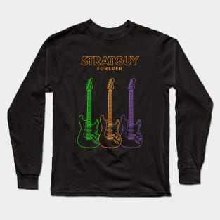 Stratguy Forever S-Style Guitar Outline Long Sleeve T-Shirt